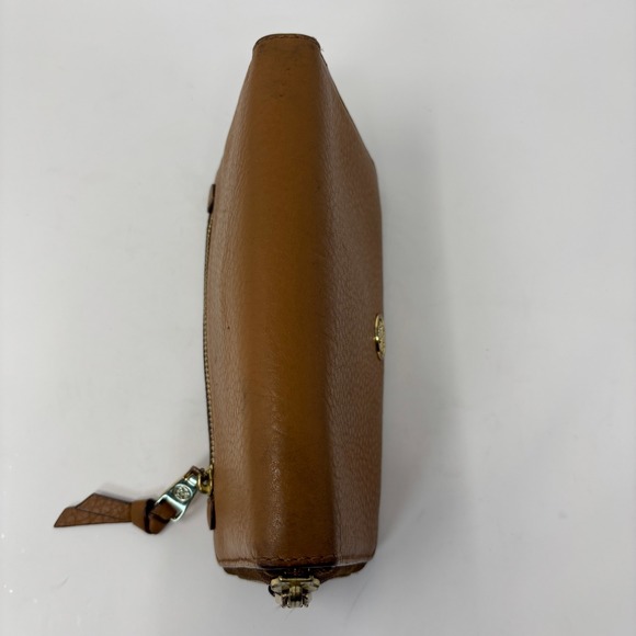 Tory Burch Tan Pebbled Leather Zip Around Continental Wallet Logo Checkbook - Picture 12 of 12